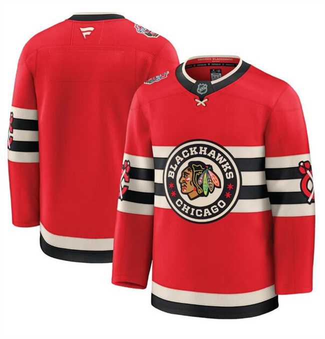 Men%27s Chicago Blackhawks Blank Red 2024-25 Winter Classic Stitched Hockey Jersey Dzhi
